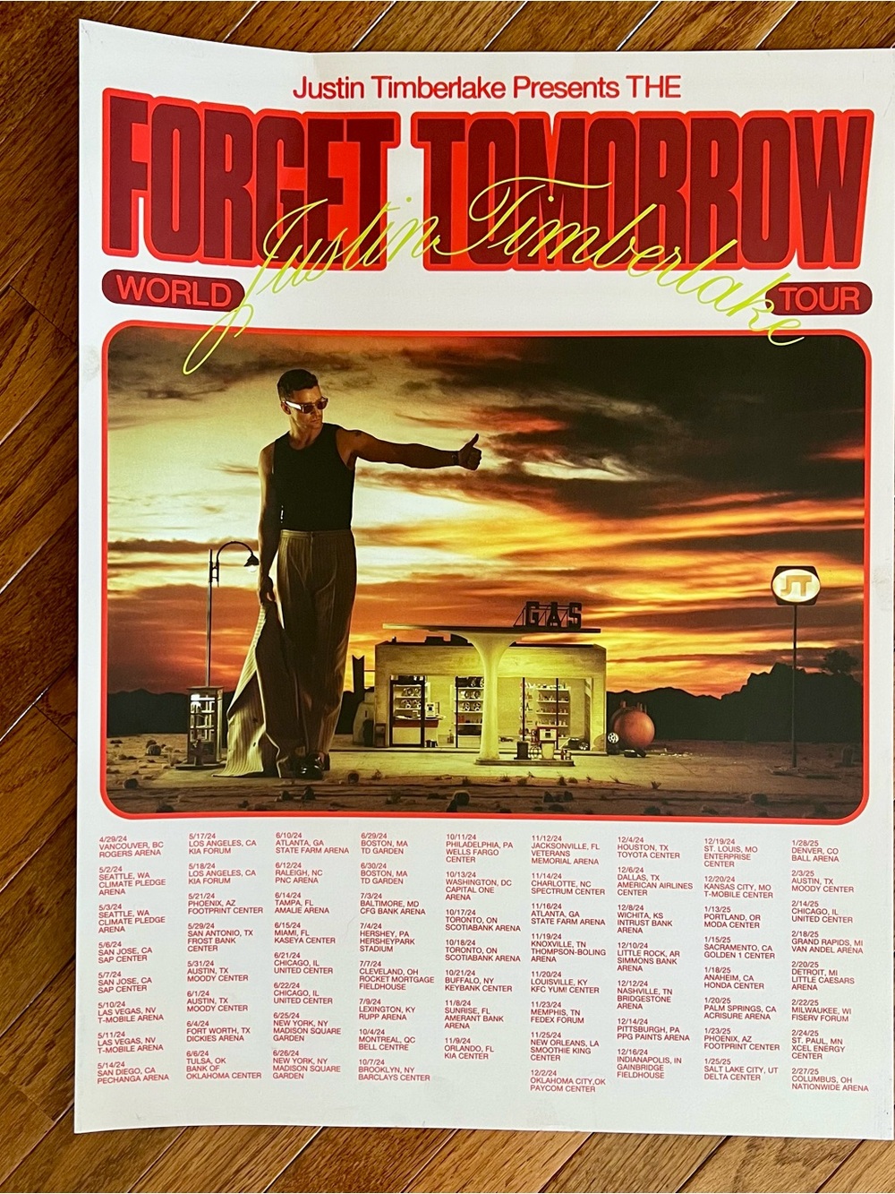 Justin Timberlake 'Forget Tomorrow' Tour Poster - Red & Yellow 24-25’